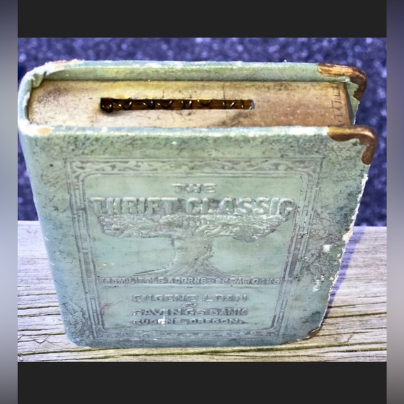 Antique EUGENE LOAN & SAVINGS BANK of Oregon Figural Book Coin Bank - Picture 3 of 8